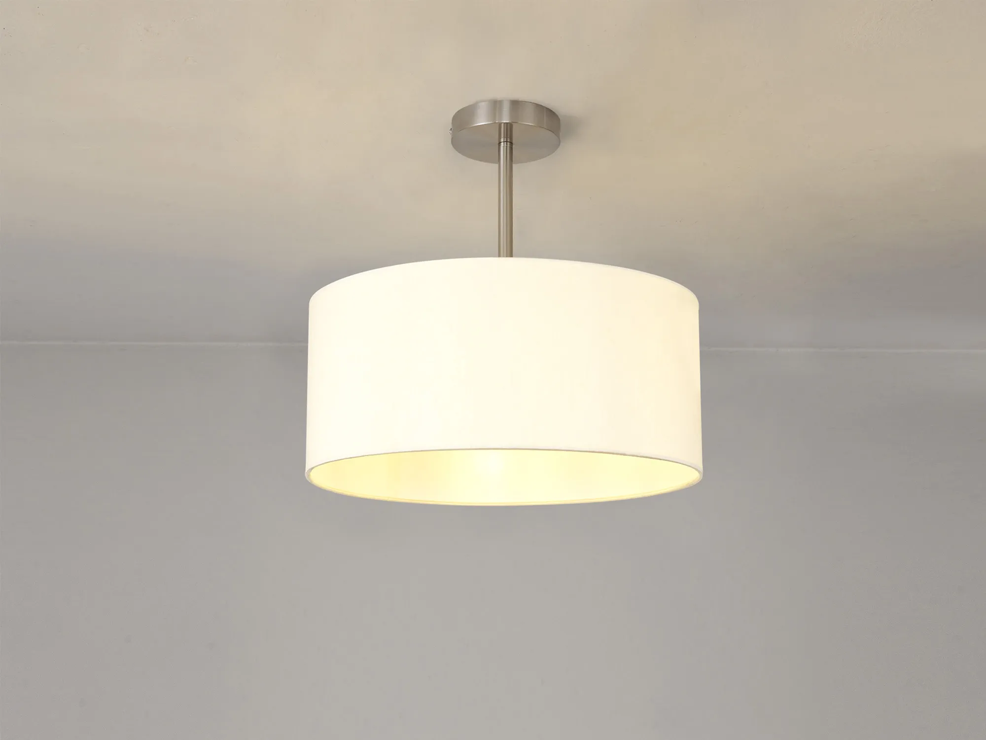 Baymont 40cm Semi Flush 1 Light Satin Nickel, Ivory Pearl DK0247  Deco Baymont